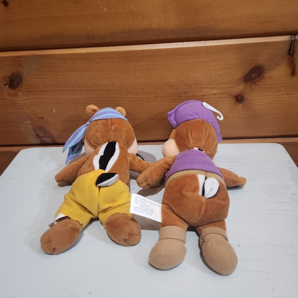 Disney Beanz Chip & Dale Chipmunk Pirate Plush Stuffed Toy Skull Sword Lot Of 2 - Picture 4 of 8